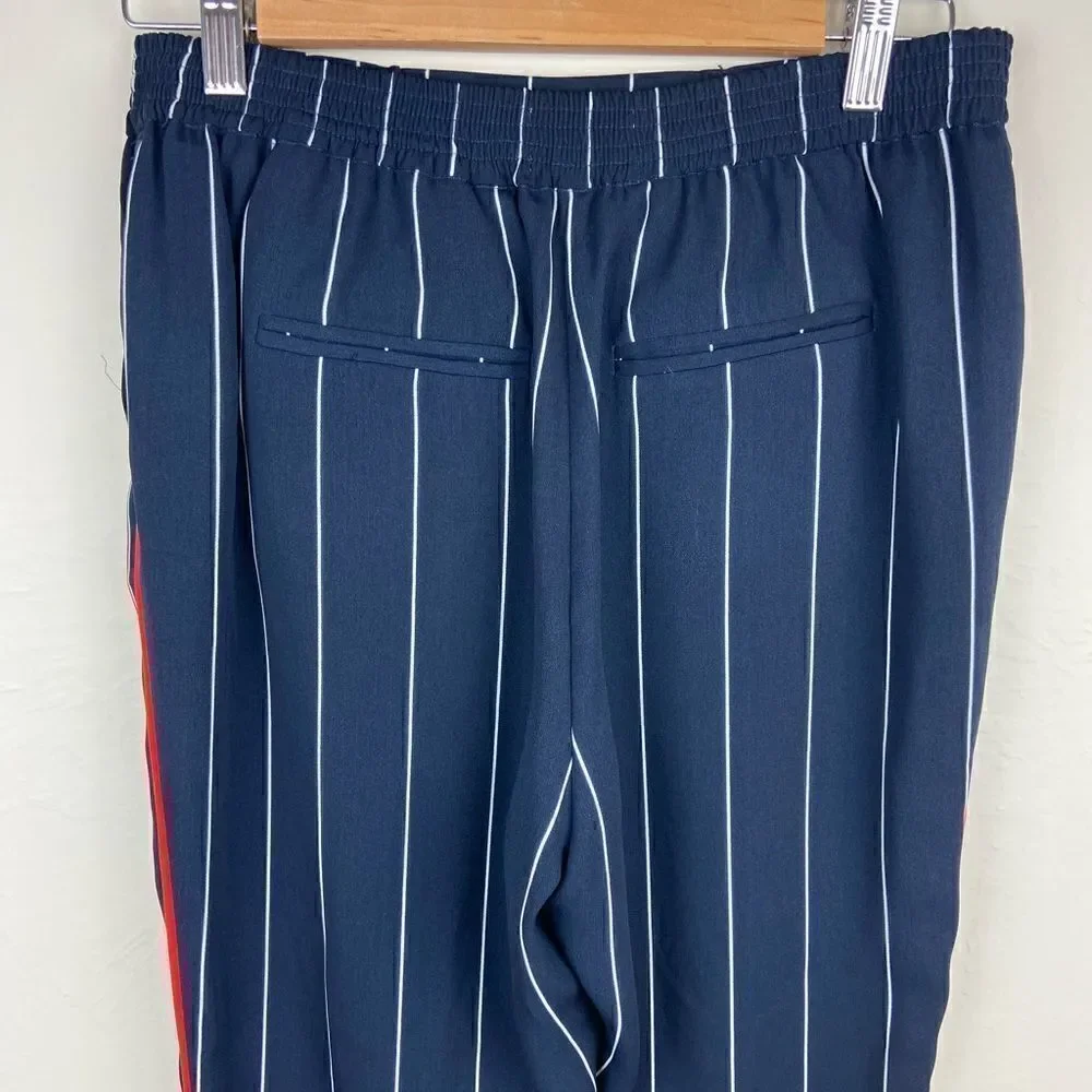 Anthropologie ett:twa Piped + Striped Navy Pant